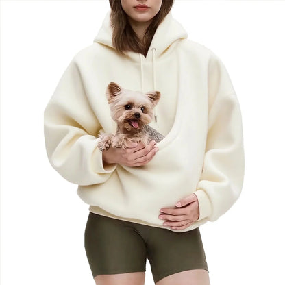 Plush Hooded Kangaroo Pet Pocket Pullover Sweatshirt Loose Fit Autumn Winter Cozy Home Lounge For Men And Women Couples Gift