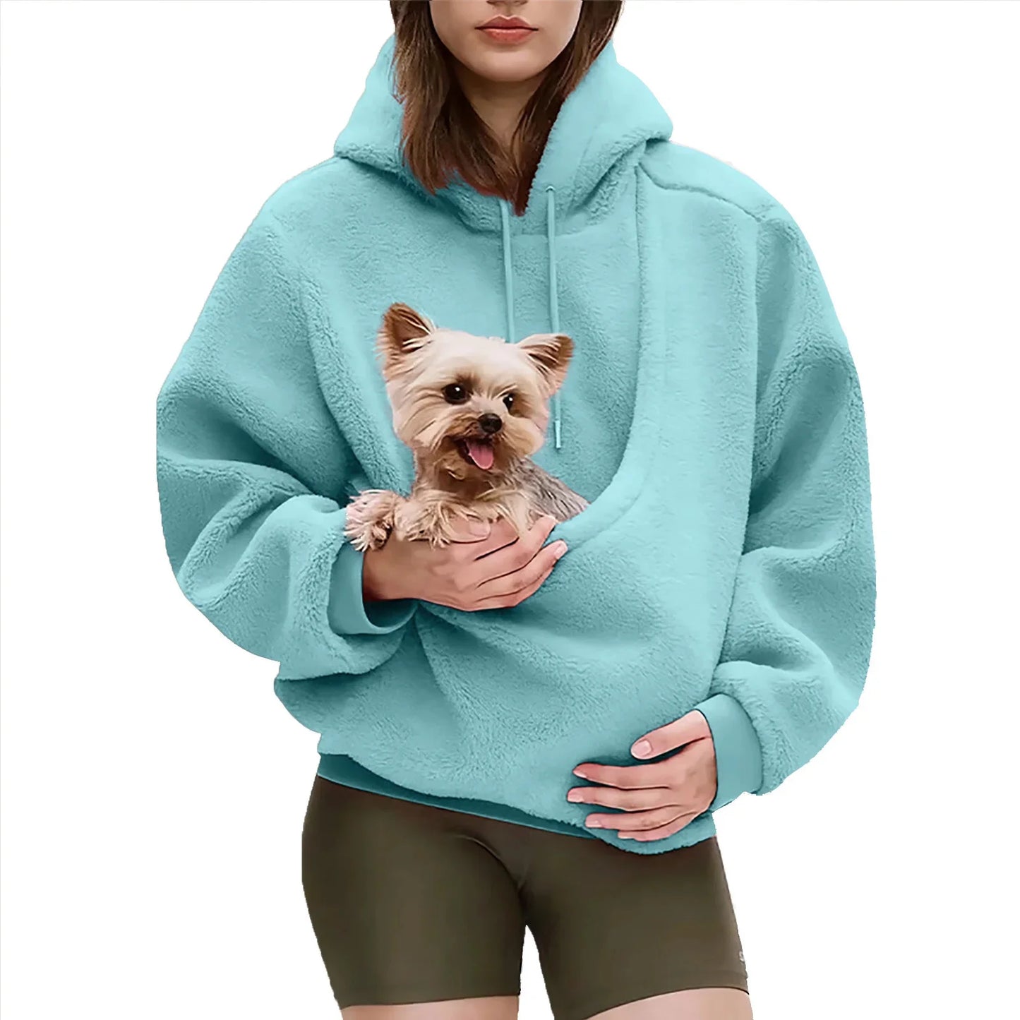 Plush Hooded Kangaroo Pet Pocket Pullover Sweatshirt Loose Fit Autumn Winter Cozy Home Lounge For Men And Women Couples Gift
