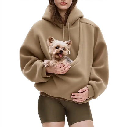 Plush Hooded Kangaroo Pet Pocket Pullover Sweatshirt Loose Fit Autumn Winter Cozy Home Lounge For Men And Women Couples Gift