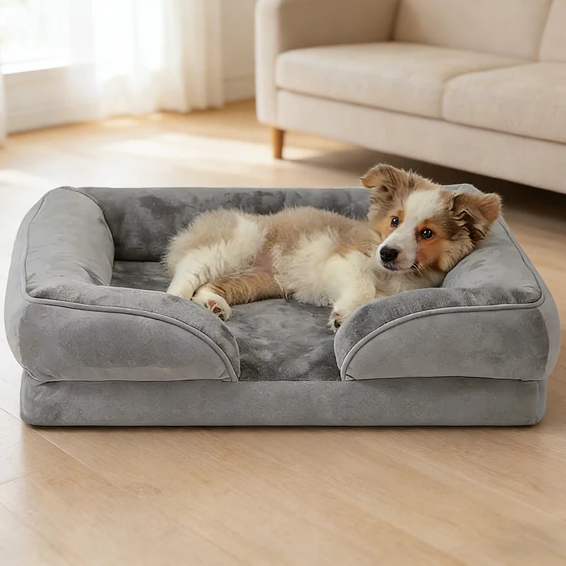 Medium Size Winter Waterproof Orthopedic Dog Bed Washable Pet Bed with Removable Cover Joint Pain Relief Sofa for Cats And Dogs