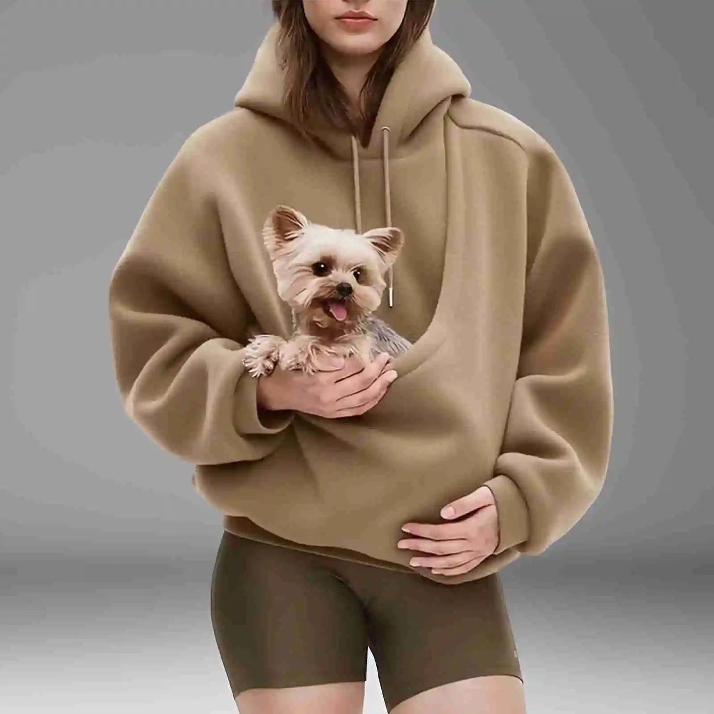 Plush Hooded Kangaroo Pet Pocket Pullover Sweatshirt Loose Fit Autumn Winter Cozy Home Lounge For Men And Women Couples Gift