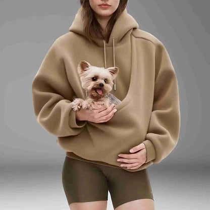 Plush Hooded Kangaroo Pet Pocket Pullover Sweatshirt Loose Fit Autumn Winter Cozy Home Lounge For Men And Women Couples Gift