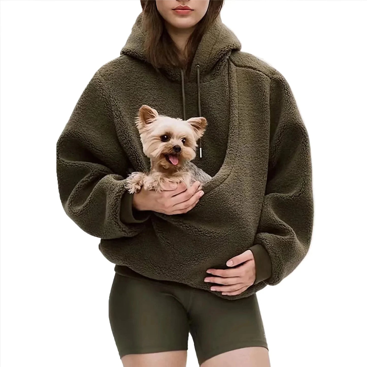 Plush Hooded Kangaroo Pet Pocket Pullover Sweatshirt Loose Fit Autumn Winter Cozy Home Lounge For Men And Women Couples Gift