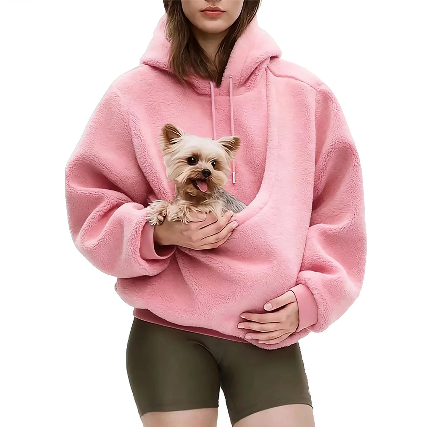 Plush Hooded Kangaroo Pet Pocket Pullover Sweatshirt Loose Fit Autumn Winter Cozy Home Lounge For Men And Women Couples Gift