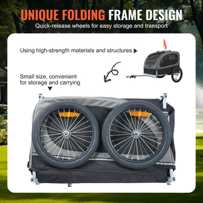 SucceBuy 88lbs Dog Bike Trailer Pet Cart Bicycle Carrier with Wheels Coupler Reflectors Flag Collapsible to Store for Dogs